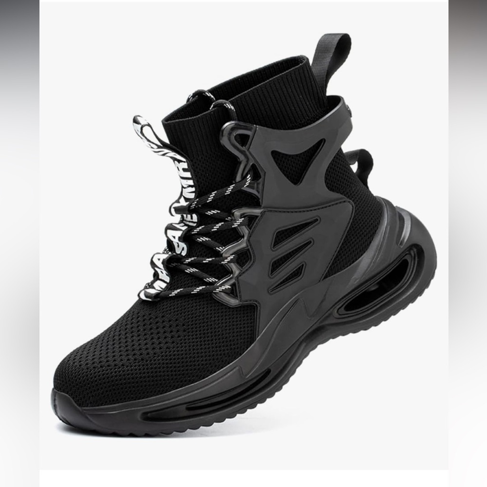 Black High-Top Athletic Shoes with Durable Construction